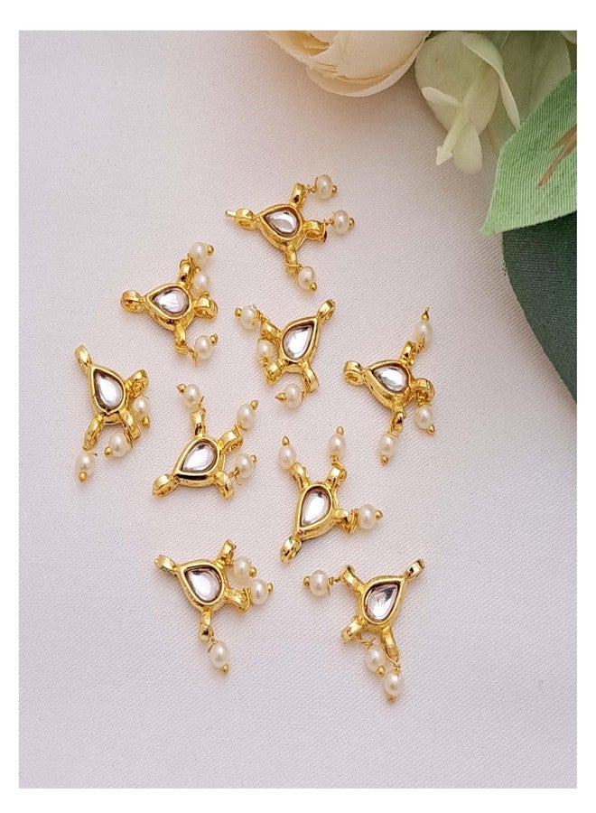 meryCraft Stone Meenakari Kundan, Spacers, Connectors, Components for Jewellery Making, Embroidery and Craft Work-(Size: 15x10, Pack of 10 Pieces) - Image 1